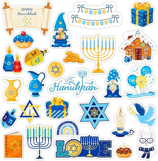 MARFOREVER 25 Pieces Hanukkah Window Gel Clings, Reusable Thick Chanukah Window Clings Decals for Chanukah Theme Party Favors Classroom School Office Wall Glass Decoration