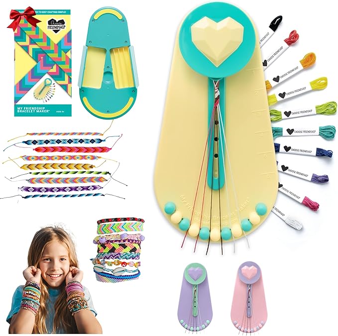 Choose Friendship Bracelet Making Kit – DIY Craft Loom for Kids Ages 8+, New & Improved Design, Includes 20 Threads, Makes 8 Bracelets, Yellow “Taffy”