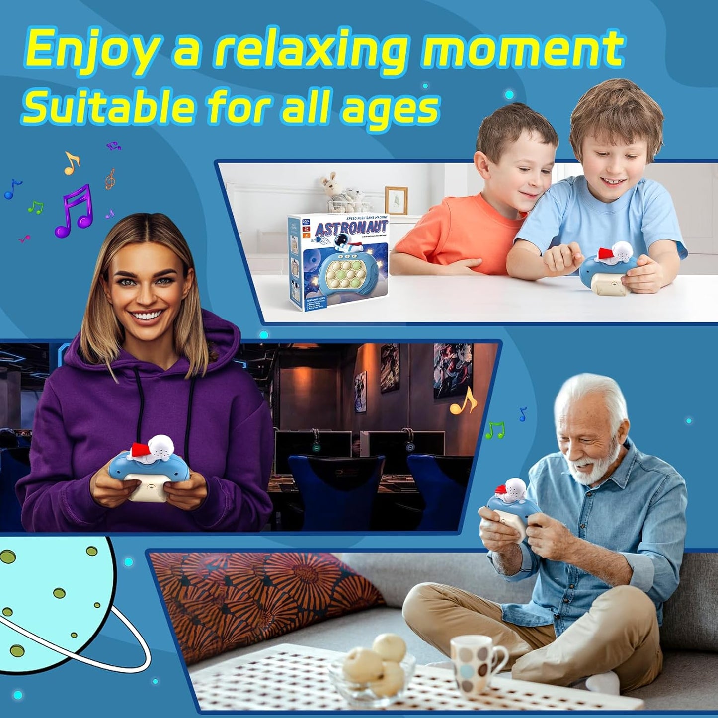 Fidget Toys Light Up Game, Handheld Games for Kids, Quick Push Bubbles Game Console, Autism Sensory Toys Birthday Gifts for Old Boys Girls Kids Teens