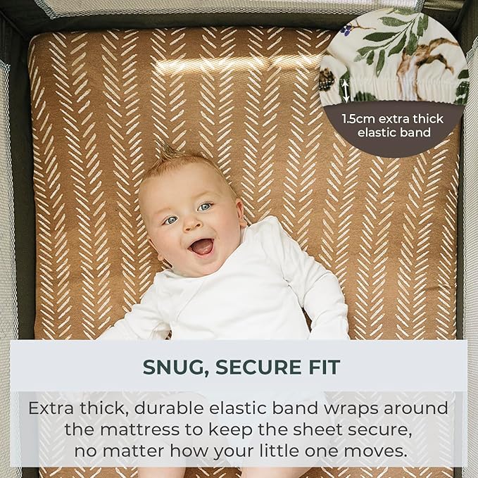 Pobibaby - 2 Pack Premium Pack N Play Sheets Fitted for Standard Pack and Plays and Mini Cribs - Ultra-Soft Cotton Blend, Stylish Woodland Pattern, Safe and Snug for Baby (Wildlife)