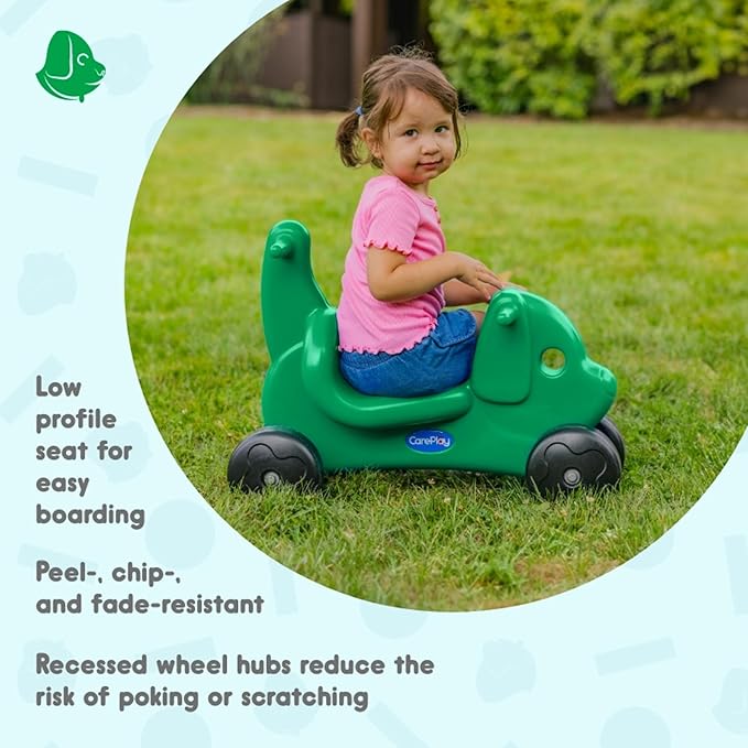 Careplay 2-in-1 Puppy Push & Ride-on Toy, Indoor & Outdoor Use, Low Profile Seat, Recommended for Children up to 50lbs, Durable Construction, Made in The USA (Green)