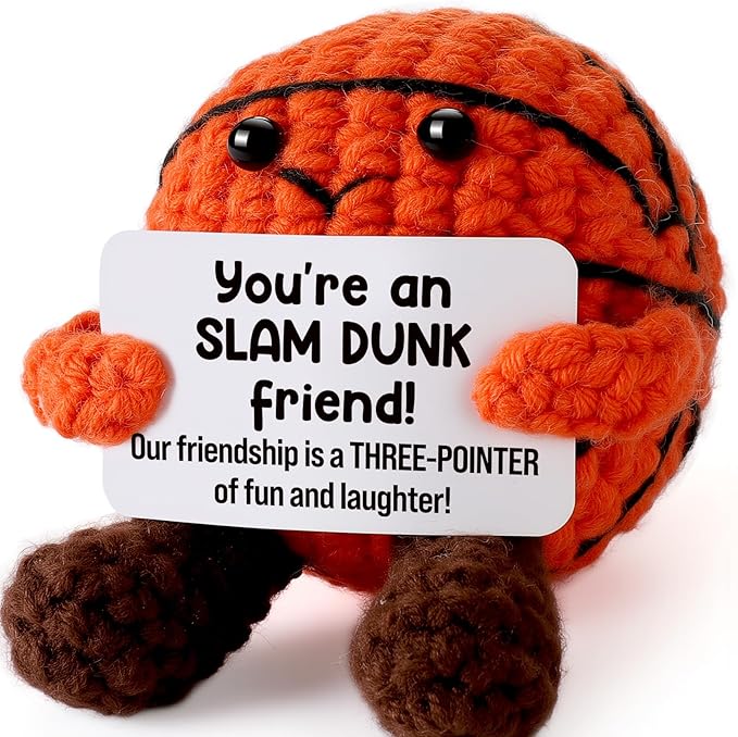 Funny Friendship Gifts for Best Friends Men Women, Handmade Crochet Basketball Decor, Sentimental BFF Presents for Her Him, Cute Birthday for Coworker, Bestie Gag Gift
