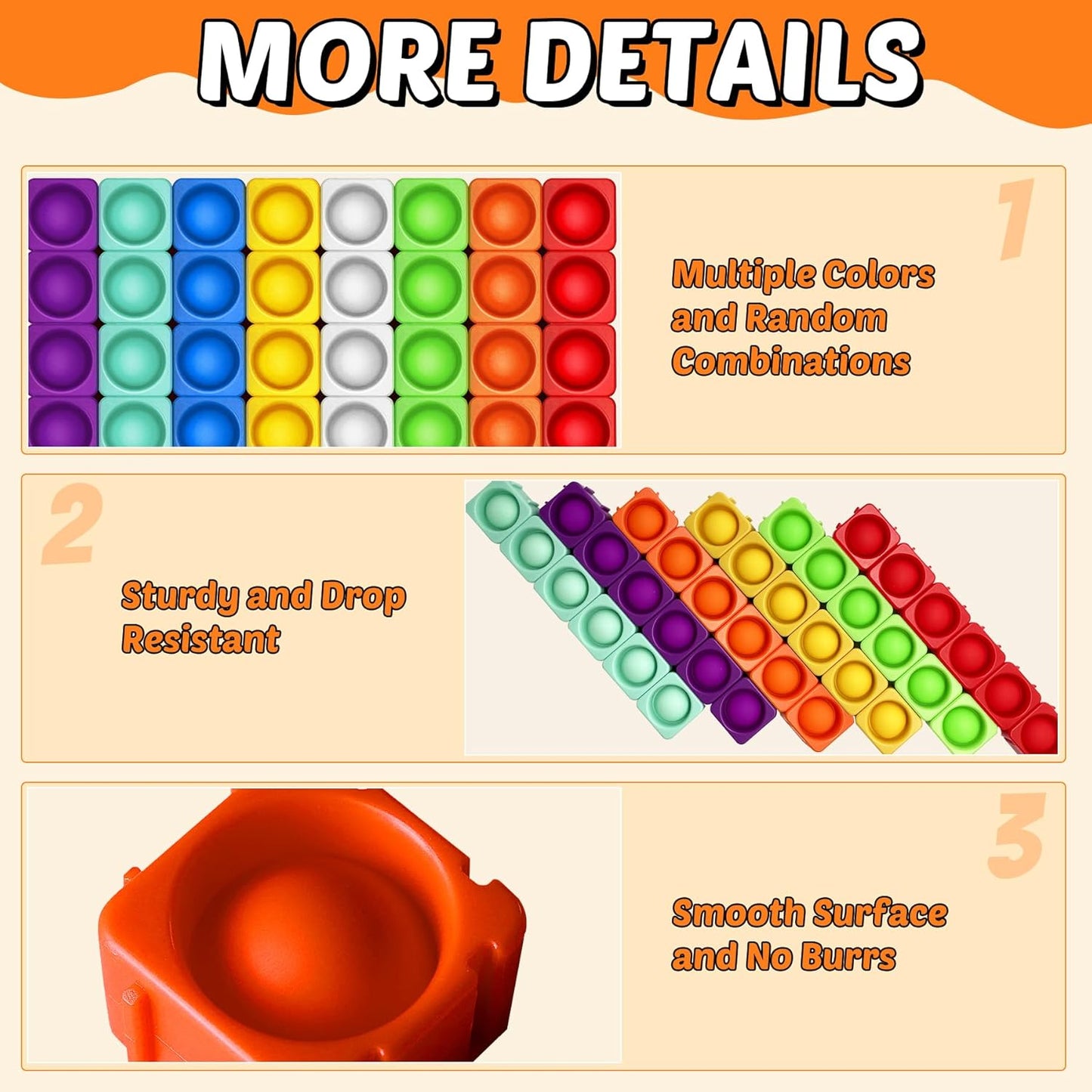 Giant Pop Blocks Bubble Premium Silicone Pop Fidget Blocks for Endless Joy and Education - Vibrant Pop Blocks for Imaginative Play and Puzzle Games-Toy Gift for Kids (36PCS)