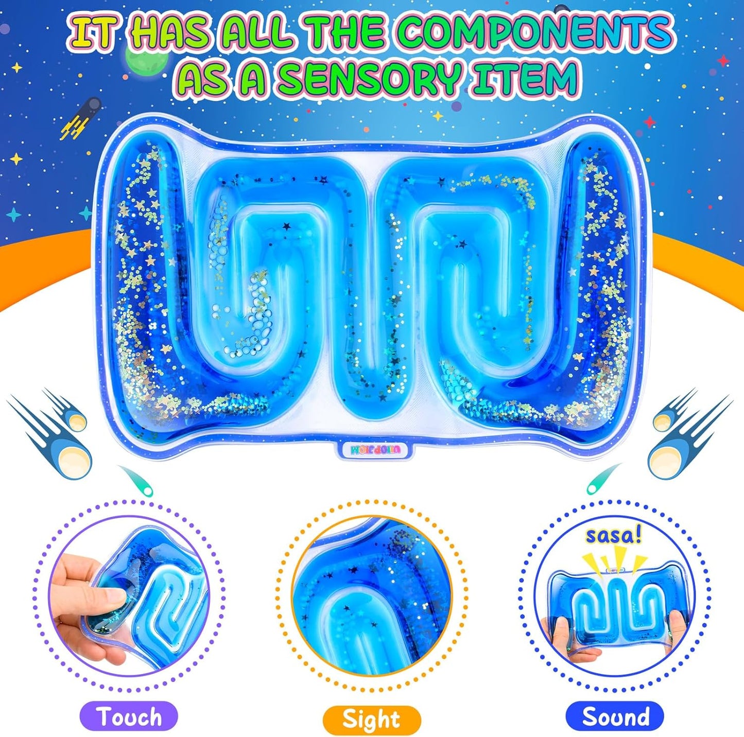 2PCS Autism Sensory Liquid Toy Stocking Stuffers for Kids Boys, ADHD Autistic Quiet Airplane Travel Toys, Cool Squishy Fidget Tube Stress Relief Toy for Classroom, Calm Down Corner