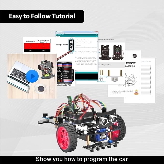 OSOYOO Smart Robot Car kit for Arduino to Learn Programming and Get Hands on Experience of Robotic Assembly for Adults and Youths