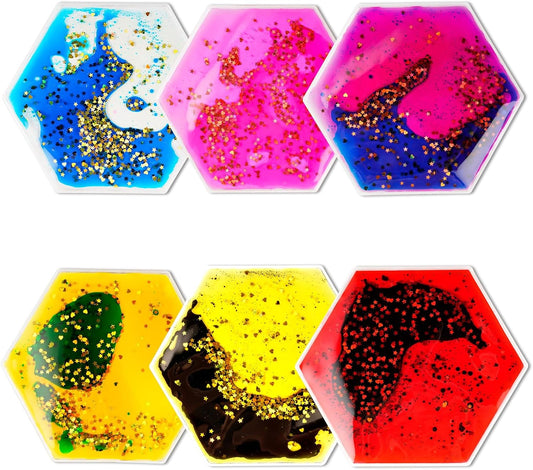 Sensory Soft Gel Liquid Toys: Sensory Fidget Hexagon Liquid Motion Toys Autism Kids Sensory Toys 6 Pack
