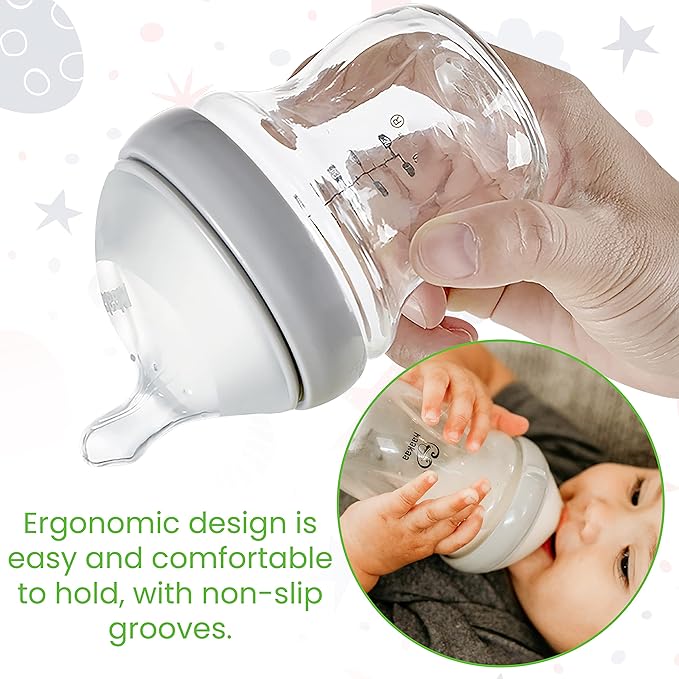 Haakaa Generation 3. Silicone Baby Bottle Nipples, Orthodontic, Anti-Colic, Wide Neck, 100% Medical Grade Silicone, Fit All Haakaa Baby Bottles, 2 PK (Size M)