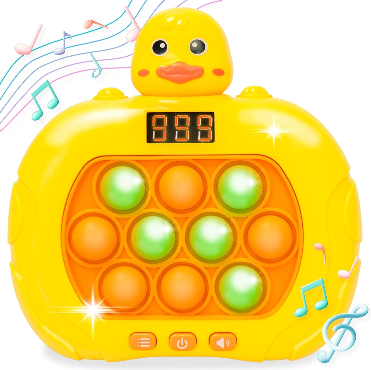 Fast Push Game Toy with Popit Game Controller, Pop Fidget Animal with LED Screen - Sensory and Memory Console, Quick Bubble Light Toy, Pocket Games (Duck)