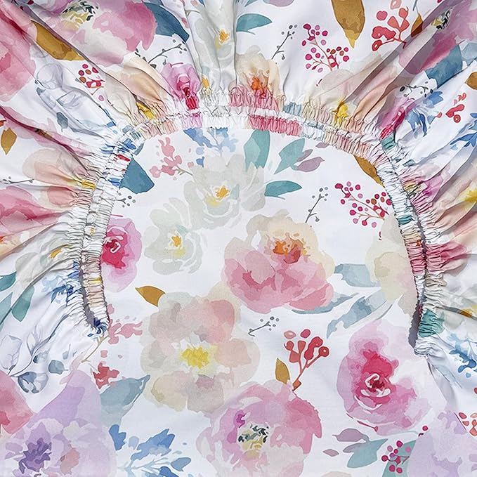 AMROSE 3 Pack Bassinet Sheets 33" x 20" Compatible with Mika Micky, Baby Delight, Dream On Me, AMKE and Other Rectangle Bassinet Mattress, Soft and Skin-Friendly, Happy Garden