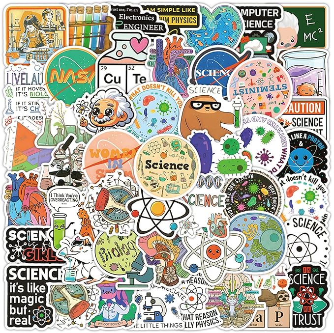 110 PCS Science Stickers for Water Bottles,Science Laboratory Stickers for Adults Students Kids Teacher,Physics Biology Chemistry Experiment Math Gifts