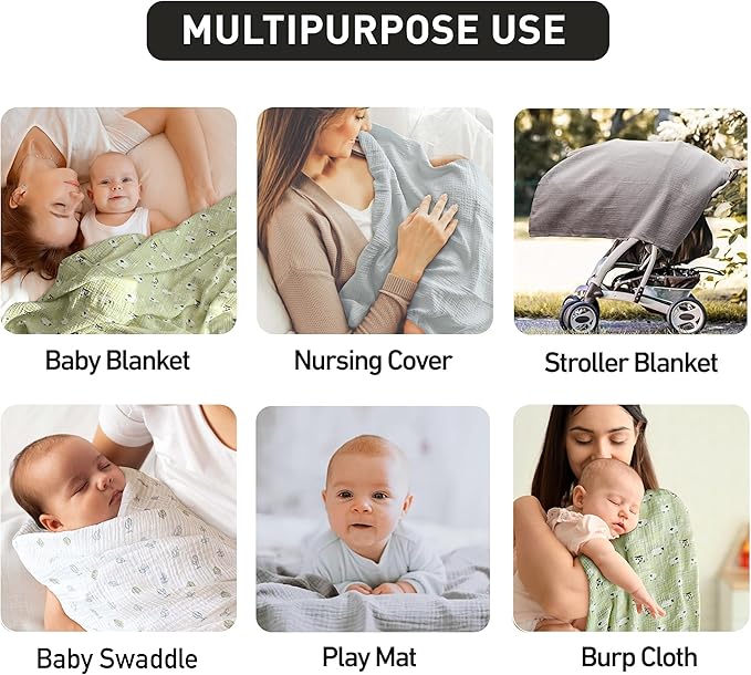 Muslin Swaddle Blankets for Newborn, 3 Pack Breathable Soft Receiving Blanket, Large 38 x 40 inches Swaddle Wrap Burping Clothes Diapers, Essentials Infant Shower Items, Toddler Gift (Cute Country)