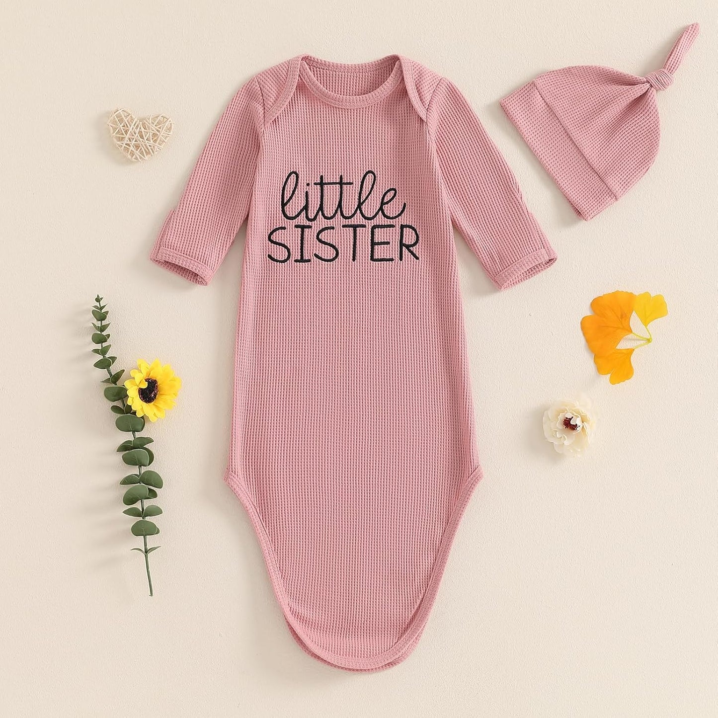 Newborn Boy Girl Coming Home Outfit Baby Infant Sleeper Gown Nightgown Outfits Cute Fall Winter Pajamas and Hat