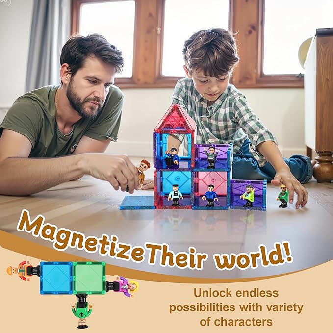 15 Pieces Magnetic People Figures for Kids, Magnet Play People Perfect for Magnetic Tiles Building Blocks STEM Learning Magnet Toys for Boys Girls Ages 3 4 5 6 7+ Years Birthday Gifts(Styles May Vary)