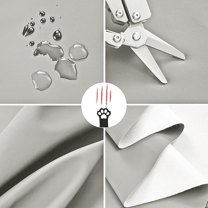 Toddler Booster Seat for Dining Table, 2 Elastic Seat Belts, Anti Scratch PU Skin-Friendly, Waterproof, Anti-Wrinkle, Detachable Non-Slip Bottom - Light Gray