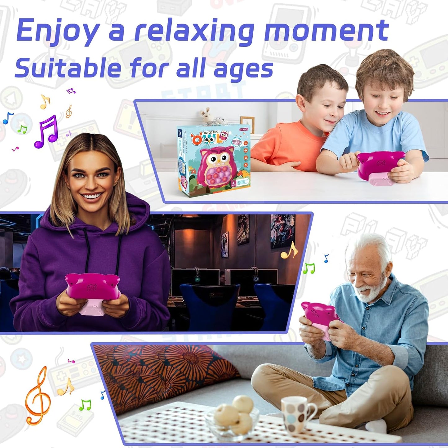 Pop It Game Light Up Fidget Toys, Handheld Games for Kids, Quick Push Bubbles Game Console, Autism Sensory Toys Birthday Gifts for Girls Kids Teens Adults(RED)