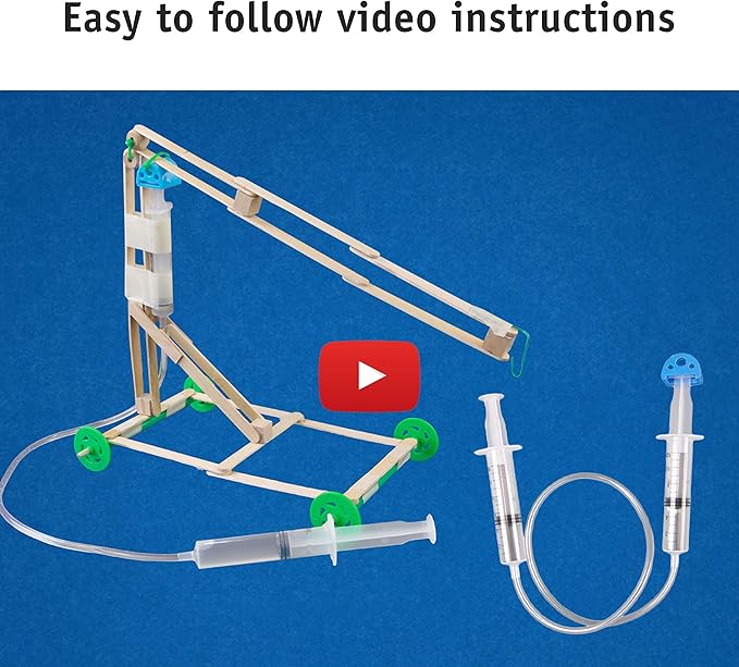 STEM Craft Kit - 25 Engineering Project Ideas - Invention Kit with Over 400pcs of Craft Wood, Propellers, Wheels, Hot Glue, Hydraulics and More Supplies for DIY Kids' Projects