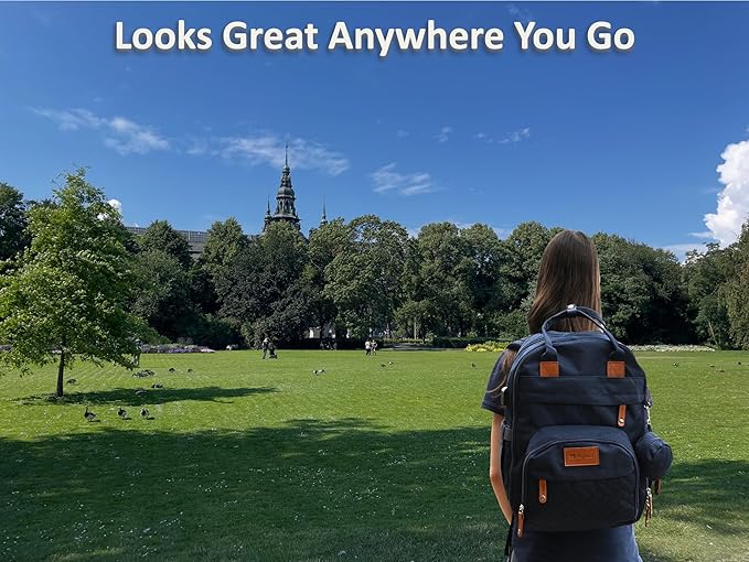 Baby Diaper Bag Backpack - Large Bag for Boys & Girls, with Changing Pad & Pacifier Case, Large Capacity with Insulated Pockets, Waterproof, with Stroller Straps, Unisex - Navy Blue