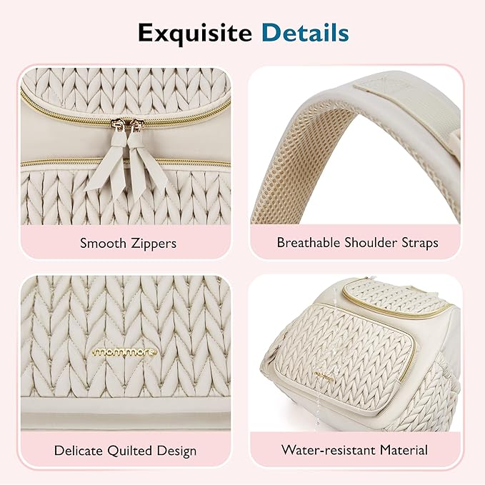 mommore Diaper Bag Small Diaper Backpack Stylish Baby Travel Backpacks with Insulated Pockets, Changing Pad, Stroller Straps