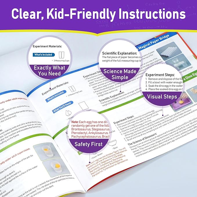 Benben Science Kits for Kids Age 6-8, 60 Experiments Educational Toy, STEM Toys for 6 7 8 Year Old Boys Girls Birthday Gift, Volcano Science Kit, Chemistry Set for Homeschooling