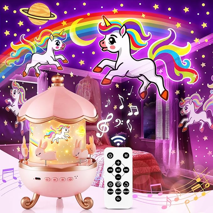 Sound Machine Baby Night Light Projector, 15 White Noise | 21 Colors | 15 Films Toddler Night Light for Kids, Remote Control Baby White Noise Machine, Unicorn Toys for Girls