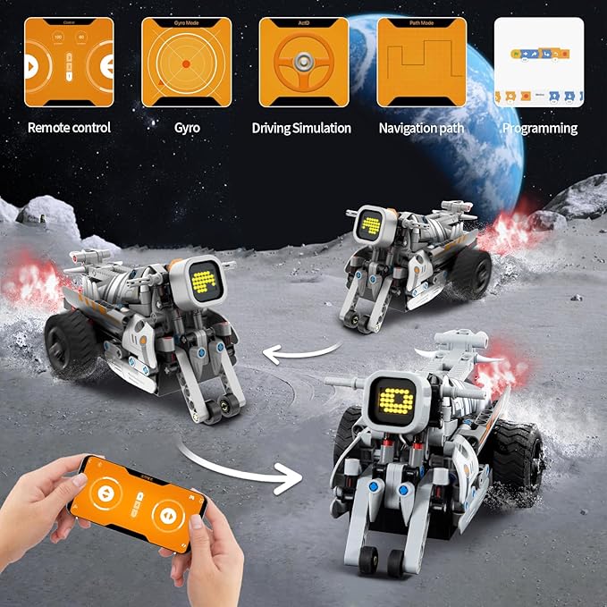 STEM Building Toys for Kids 6-14, Remote & APP Controlled 3in1 STEM Dinosaur Motorcycle Robot Building Kit for Kid with Music Spray, 646 Pcs Building Blocks Set Birthday Xmas Gift Ideas for Boys Girls