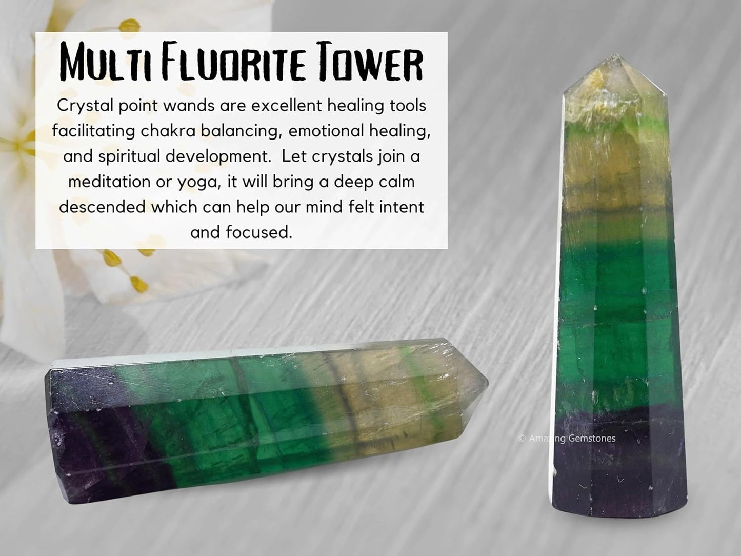 Amazing Gemstone Fluorite Crystal Towers - Natural Healing Crystal Point Obelisk for Reiki Healing and Crystal Grid (3 Inch)