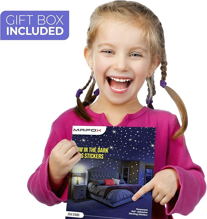 Glow in The Dark Stars for Ceiling or Wall Stickers - Glowing Wall Decals Stickers Room Decor Kit - Galaxy Glow Star Set and Solar System Decal for Kids Bedroom Decoration