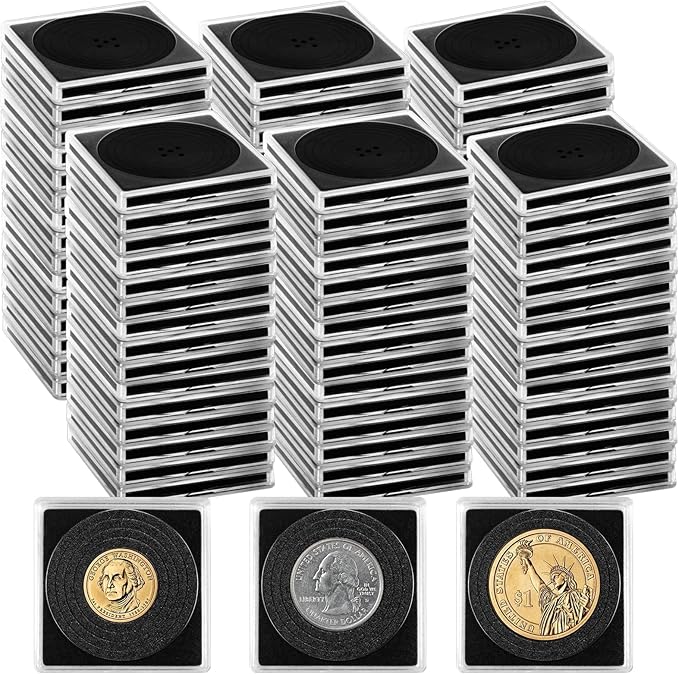120 Pcs Adjustable Acrylic Coin Collection Cases with Sponges, Coin Snap Holder, Silver Dollar Protection Cases for Collectors, Coin Dollar Collection Supplies(20mm-40mm)
