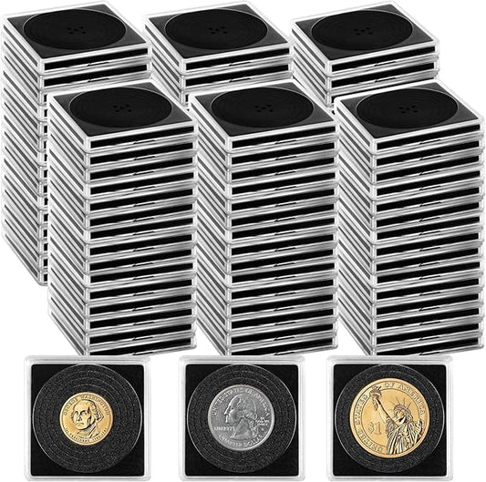 120 Pcs Adjustable Acrylic Coin Collection Cases with Sponges, Coin Snap Holder, Silver Dollar Protection Cases for Collectors, Coin Dollar Collection Supplies(20mm-40mm)