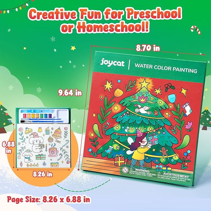 JoyCat Paint with Water Coloring Books for Toddlers, Watercolor Painting Sets for Kids Ages 3-5 4-8, Arts and Crafts Drawing Activities Toy Birthday Gift for Boys Girls (Christmas)
