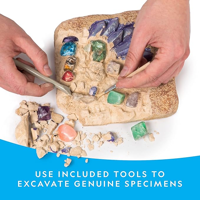 NATIONAL GEOGRAPHIC Mega Gemstone Dig Kit – Dig Up 15 Real Gemstones and Crystals, Science Kit for Kids, Gem Digging Kit, Gift for Girls and Boys, Mining Kit, Rock Collection
