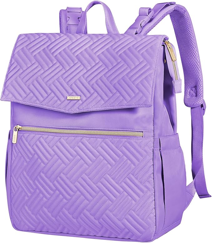 LANDICI Diaper Bag Backpack, Multifunction Waterproof Baby Diaper Bags with Changing Pad, Stroller Straps, Travel Essentials Stylish Back Pack for Mom Dad Boy Girls Toddler, Lavender