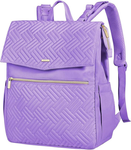 LANDICI Diaper Bag Backpack, Multifunction Waterproof Baby Diaper Bags with Changing Pad, Stroller Straps, Travel Essentials Stylish Back Pack for Mom Dad Boy Girls Toddler, Lavender