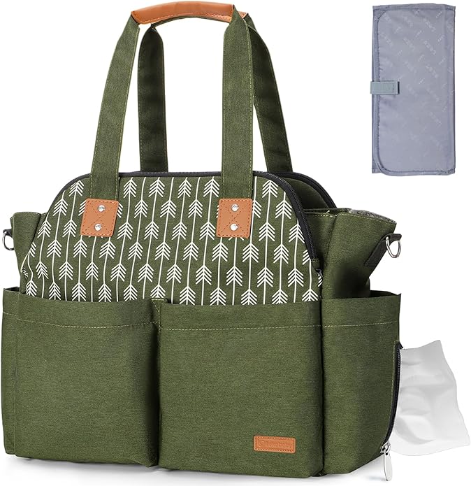 Lekebaby Diaper Bag Tote, Large Diaper Bags Waterproof,Large Mommy Bag Tote Bag Handbag Pink Travel, Black and Beige