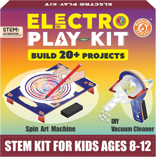 Butterfly EduFields STEM Kit for Kids Ages 6-12 | Build 20+ Motor Machines & DIY Engineering Projects | Science Gift for Boys & Girls | Robotics & Learning Toy