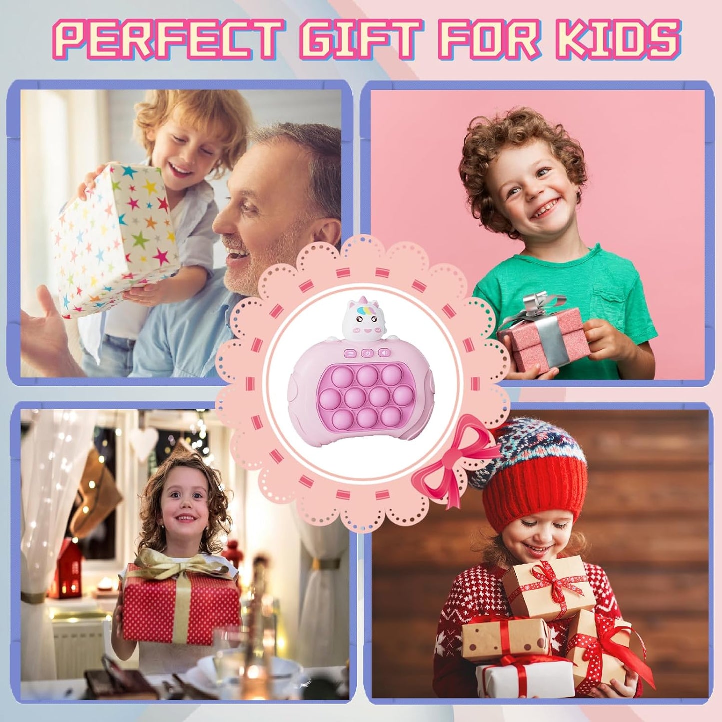 Creative Stress Relief Toys, Decompression Breakthrough Puzzle Pop Button Gopher Game Machine, Novelty Fidget Toys Party Favor Gifts for Kids Adults, Toy for 3+ Year Old (Pink Unicorn)