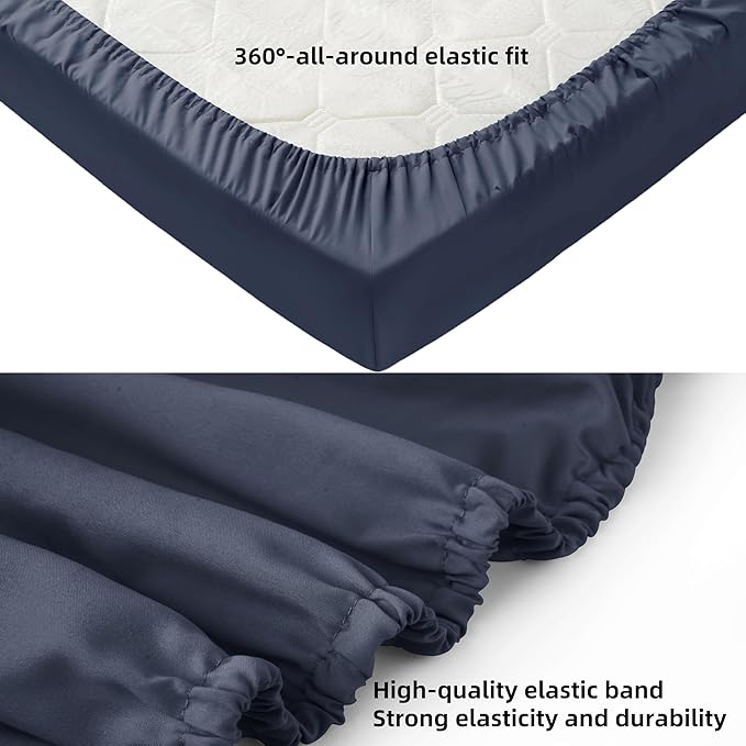 HBHLFZ Crib Sheets for Boys, Girls, 28x52 Inch Fitted Crib Sheet - 8 Inch Deep Pocketed Fixed Sheet - Soft and Comfortable Microfibre - Fits Standard cot and Toddler mattresses, Dark Blue