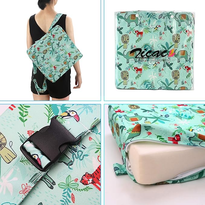 Zicac High Chair Portable Booster Seat Cushion Travel Dining Seat Pad for Toddler Kids Baby Infant Washable Thick Chair Seat Pads (Green)