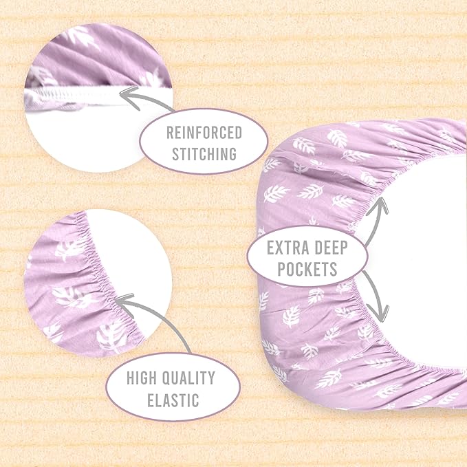 3-Pack Organic Jersey Cotton Bassinet Fitted Sheets – Fits 32 x 16 x 4 Inch Pads – Compatible with Halo, Snoo, Graco, Dream On Me, Delta – for Oval, Hourglass, and Rectangular Bassinet Mattresses