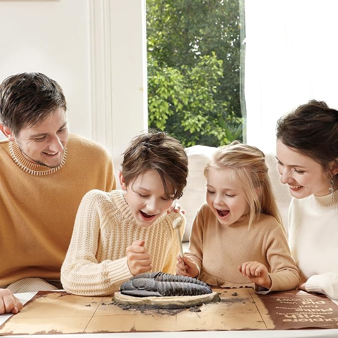 Byncceh Mega Fossil Dig Kit - Dig Up 12 Real Fossils Including Sharks, Dinosaurs & Ammonites - Archaeology Paleontology Science STEM Gift for Kids Ages 6-12