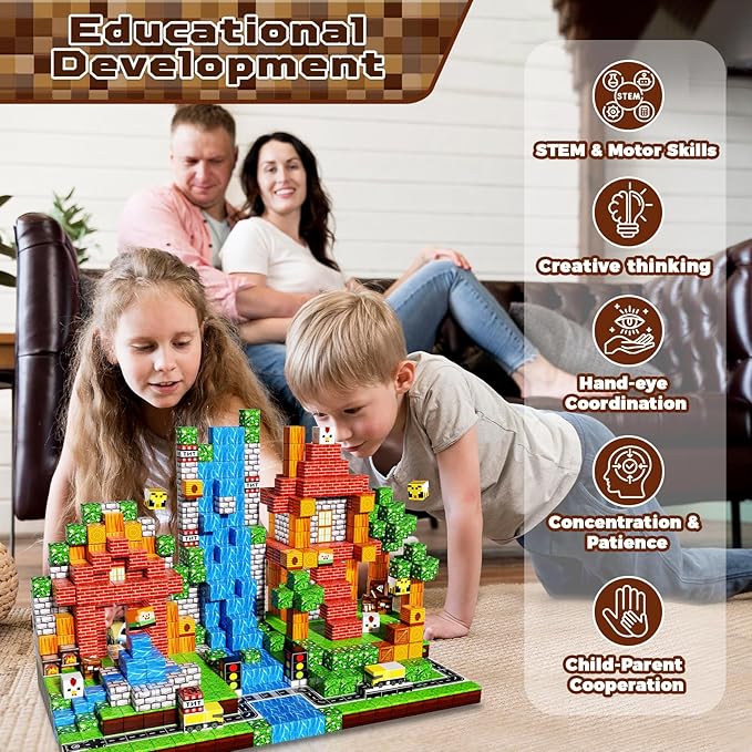 150 PCS Magnetic Blocks - Building Block for Kids Ages 4-8, Magnet Blocks Cubes Tiles Constructions Toys Girl Boy, STEM Educational Montessori Stacking Toy, Sensory Play Game Preschool Learning Gifts