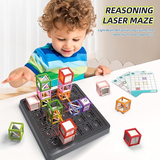 Laser Reasoning Game, STEM Puzzle Toy for Kids Age 8 and Up, 60 Level Challenges Logic Thinking Game,Gift for Boys and Girls Children's Day/Christmas/Easter