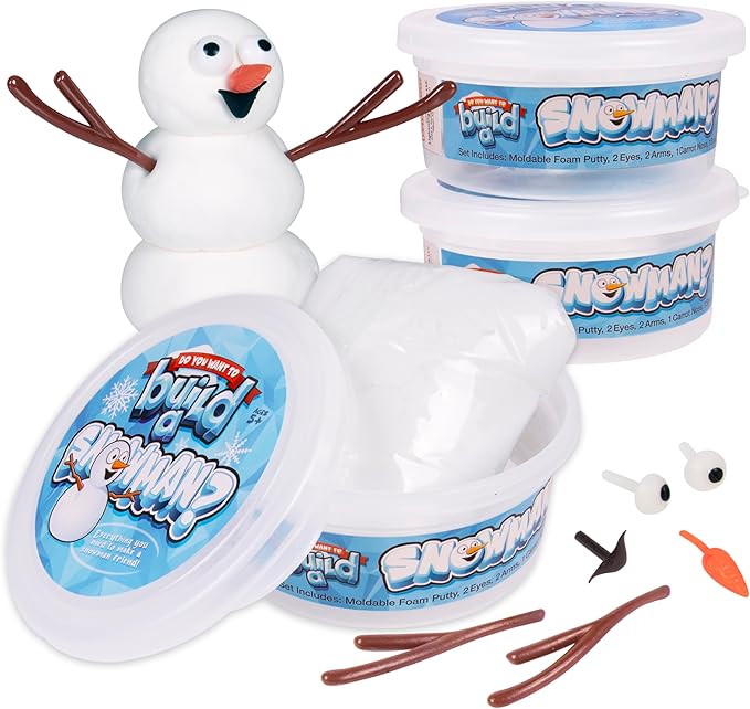 Kangaroo Build a Snowman Kit Snowballs Toys for Kids - Snow Play Winter Toys Christmas Crafts for Kids - Snowman Clay Craft Kit Toddlers Stocking Stuffers Halloween Playdough for Kids and Adults