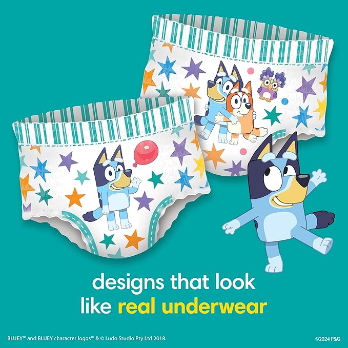 Pampers Training Pants - Easy Ups Boys & Girls Bluey - Size 3T-4T, 22 Count, Children's Potty Underwear (Packaging May Vary)