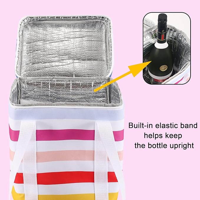 4 Bottle Wine Bag,Insulated&Leakproof Wine Cooler Bag,Wine Carrier Wine Tote Bag Wine Bottle Bag,Insulated Cooler Bag for Travel Picnic Beach Camping,Wine Gifts for Women Wine Lover,Wine Accessories
