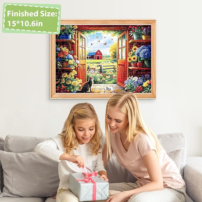 Jeaiciro 100 Piece Puzzles for Kids Ages 5-8 & 8-10, Flower House Farm Jigsaw Puzzle, Large Piece Puzzles for Seniors & Adults, Educational Toy for Boys and Girls Family Fun Gift Set for Child