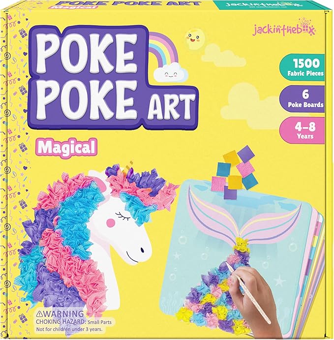 jackinthebox Poke Poke Art – Magical Theme, Mess-Free Fabric Art and Craft, Flower Pressing Kits, Gift for Kids, Girl Gifts, DIY Activity Boy Gift, Toys for Girls and Boys Ages 4 5 6 7 8