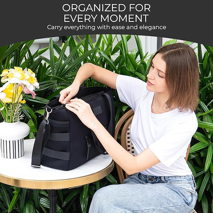 A + S Luxxe Diaper Bag Tote – Stylish, Large Baby Bag with Stroller Straps, Insulated Pockets, Changing Mat & Waterproof