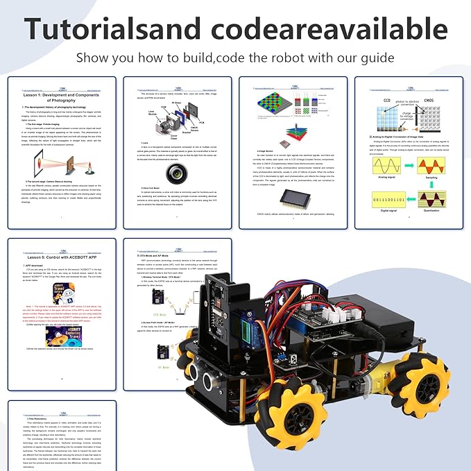 ACEBOTT 3MP Camera Expansion Pack Smart Car Starter Kit, Robotics Kit for Kids Ages 8-12 12-16, STEM Toys Coding Robot Kit for Teens & Adults(QD002)
