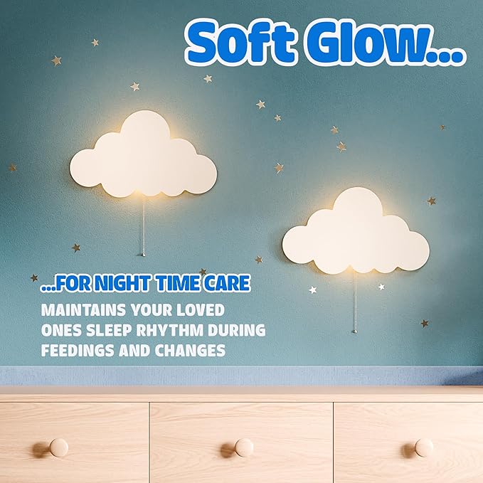 Tip perk Floating Cloud Wall Lamp for Baby Nursery | Cute Floating Cloud Lamp for Kids Bedroom | Battery-Operated Hanging Night Lights for Bedroom